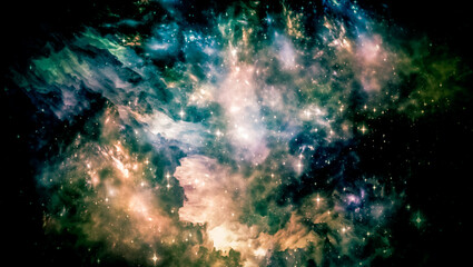 Fototapeta na wymiar Colourful Deep Space Nebular Stary Galaxy Background