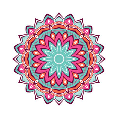 Colorful mandala with floral ornament