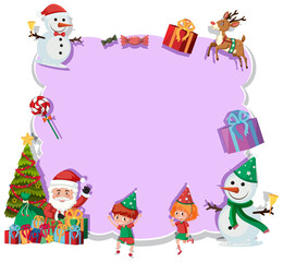 Empty Christmas board with cartoon characters and objects