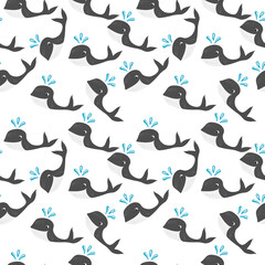 Seamless pattern with whales. Vector graphics