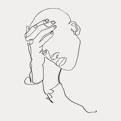 Vector free hand drawing illustration of a male face