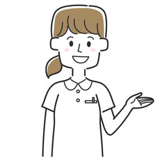 手で誘導する看護師