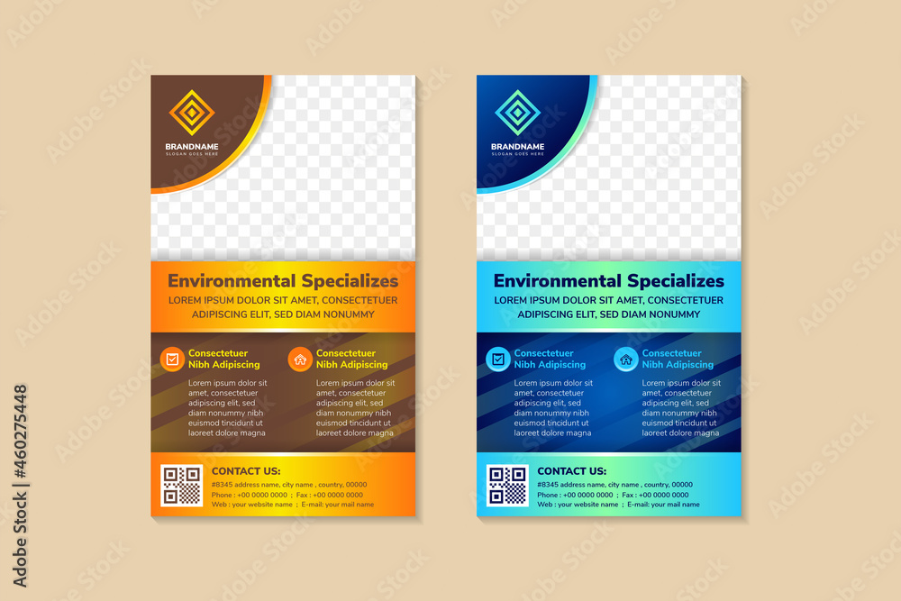 Poster set of environment specializes banner design template use vertical layout with brown and blue gradie