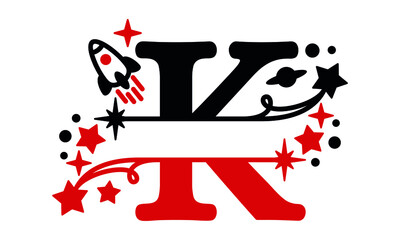 K Alphabet kids split space abstract monogram vector logo template