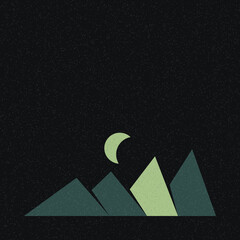 Naklejka premium Geometric Mountains silhouette landscape art poster illustration
