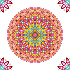 Colorful mandala with floral ornament