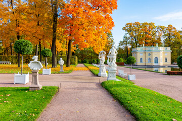 Catherine park in autumn, Tsarskoe Selo (Pushkin), Saint Petersburg, Russia..