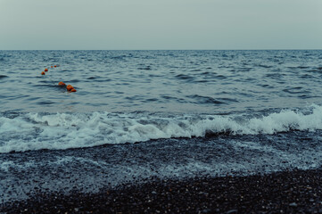 Seaside in the evening in cloudy weather