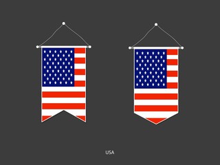 Usa flag in various shape, Soccer Flag Pennant Vector ,Vector illustration.