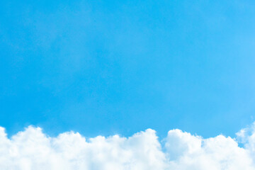 White clouds with blue sky in a sunny day. Pastel colour of sky in the morning. Concept of new life beginning, freedom of life and peaceful.	
