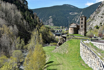 Andorra - Canillo - Kirche Sant Joan de Caselles - obrazy, fototapety, plakaty