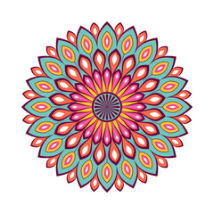 Colorful mandala with floral ornament