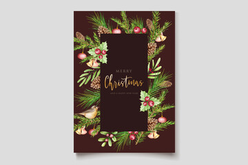 WATERCOLOR background FLORAL Christmas card 