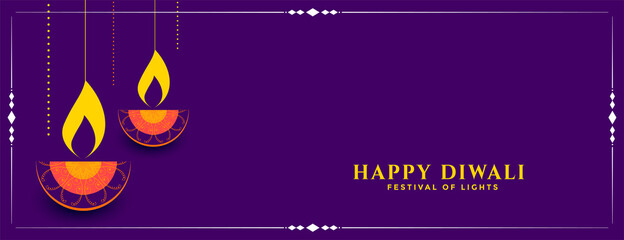 happy diwali decorative festival diya banner