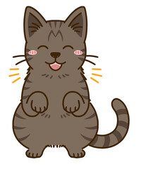 喜ぶ猫（キジトラ）