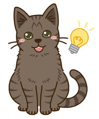 思い付く猫（キジトラ）