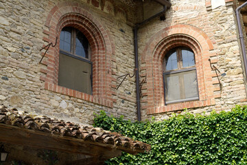 Fototapeta na wymiar Historic village of Grazzano Visconti, Piacenza, in medieval style