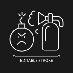 Extinguishing emotions white linear icon for dark theme. Suppressing feelings you experience. Thin line customizable illustration. Isolated vector contour symbol for night mode. Editable stroke