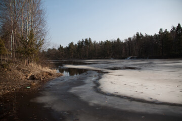 winter river in the ice