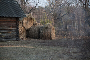big haystack near the house