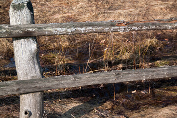 old fence and arid grass