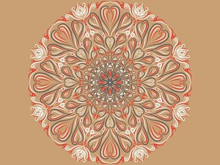 ornamental round lace ornament floral design. Digital art illustration