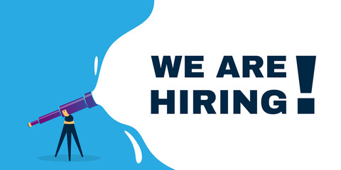 We are hiring with telescope illustration