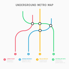City Subway transportation scheme. Underground connection top view.