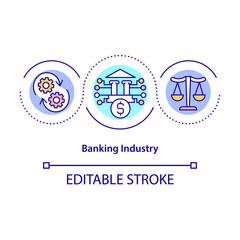 Banking industry concept icon. Financial management. Money investment. Financial institutions system abstract idea thin line illustration. Vector isolated outline color drawing. Editable stroke