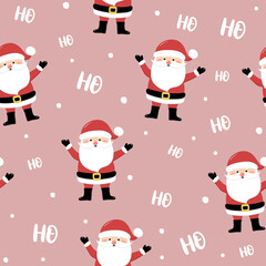 Design of seamless pattern with funny Santa Claus. Vector