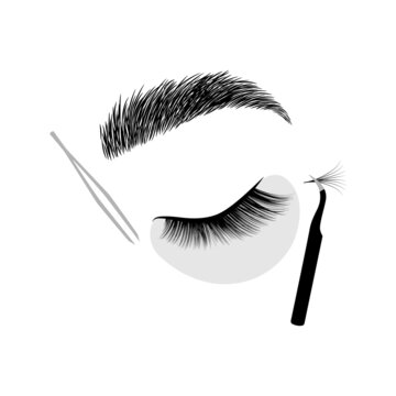 eyelash extension application black and white clip art preview
