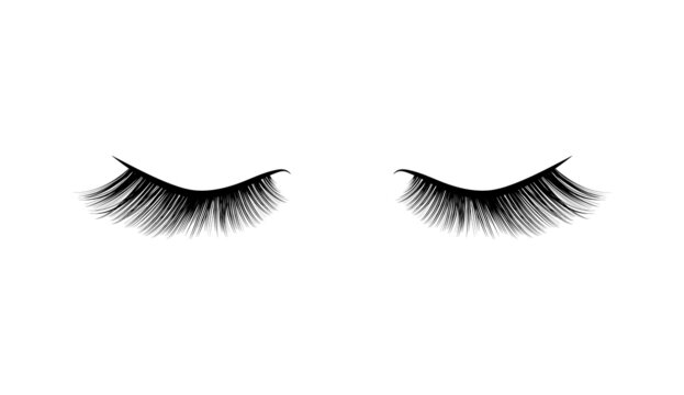 Women's long black eyelashes illustration