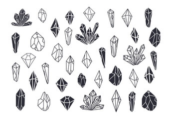 Set of hand drawn crystals.