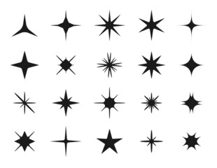 Set of silhouettes of stars.