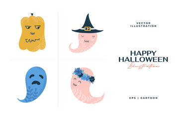 Hand drawn halloween elements collections