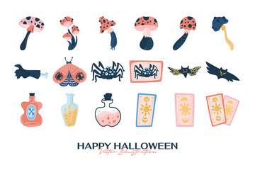 Hand drawn halloween elements collections
