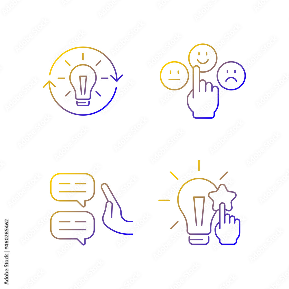 Aufkleber logical and rational thinking linear vector icons set. emotional maturity. skeptical view. informati
