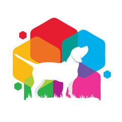 Illustration Vector Graphic of Colorful Beagle Dog Logo. Perfect to use for Technology Company