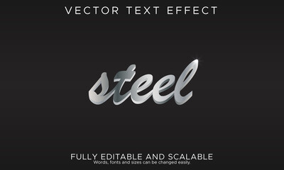 Fototapeta na wymiar modern editable shiny steel text effect, vector illustration
