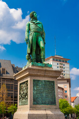 Nice low angle view of the statue of French revolutionary general Jean-Baptiste Kléber in the...