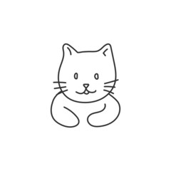 Half Body Cat Illustration Outline Vector Template