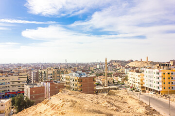 Obraz premium Top view of the roofs of houses and mosques in Hurghada