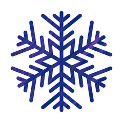 Snowflake with blue and purple texture. Icon logo design. Ice crystal winter symbol. Template for winter design. 