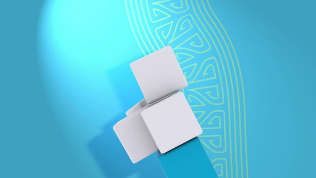 3d animation, some cubes with magnetic field on scrolling background 