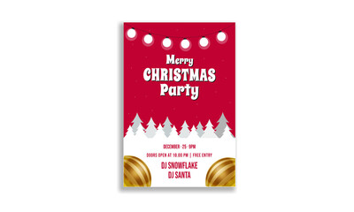 Merry Christmas party flyer. Happy holiday greeting banner and card template. party square banner. christmas print flyer.