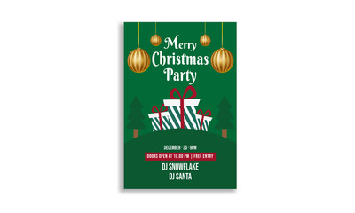Merry Christmas party flyer. Happy holiday greeting banner and card template. party square banner. christmas print flyer.