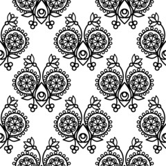 black and white seamless floral pattern. floral ornament. element. template, print, cover.