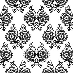 black and white seamless floral pattern. floral ornament. element. template, print, cover.