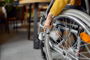 Disabled student in wheelchair, handicapped woman