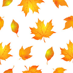 Seamless pattern background with yellow leaves, vector EPS 10
